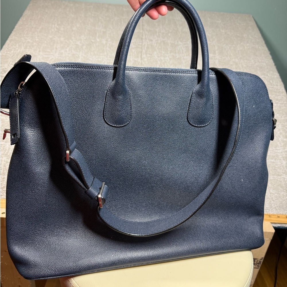 Valextra MyLogo Bowling Bag Blue